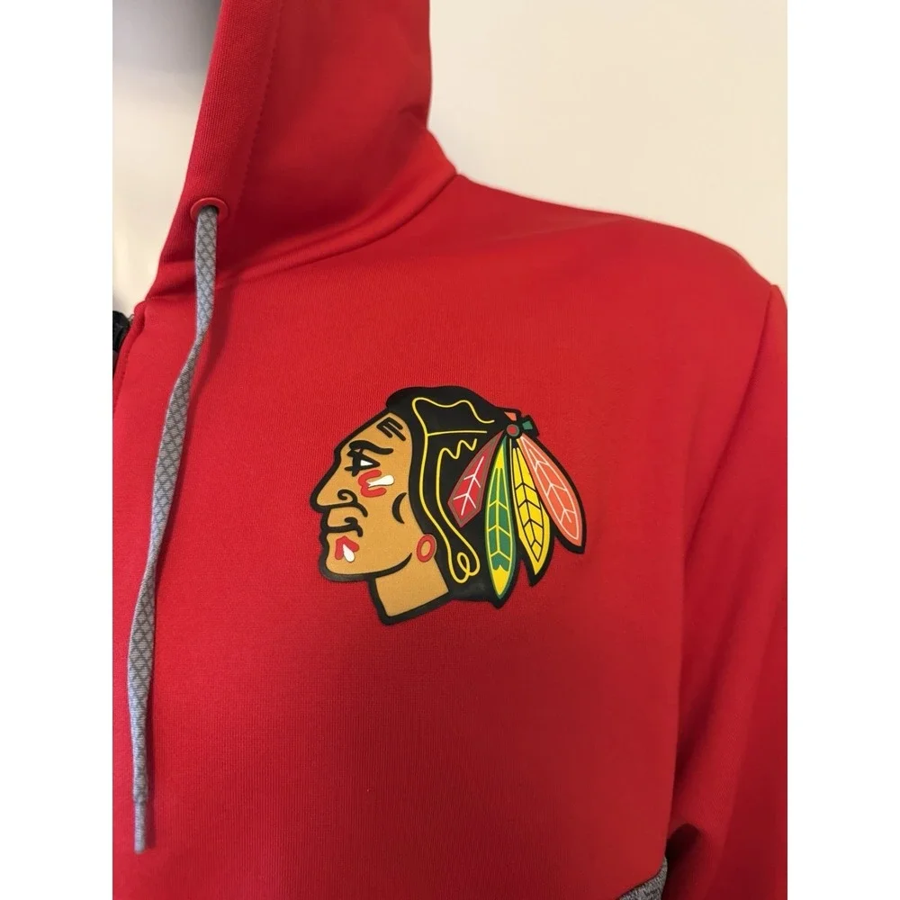 adidas Chicago Blackhawks NHL Red Gray Hoodie Men's Size L‎
